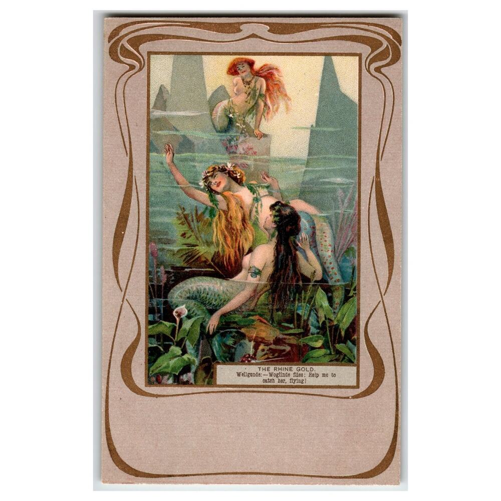 Raphael Tuck Rhine Gold Mermaids Fantasy Postcard Wagner Opera Art Nouveau